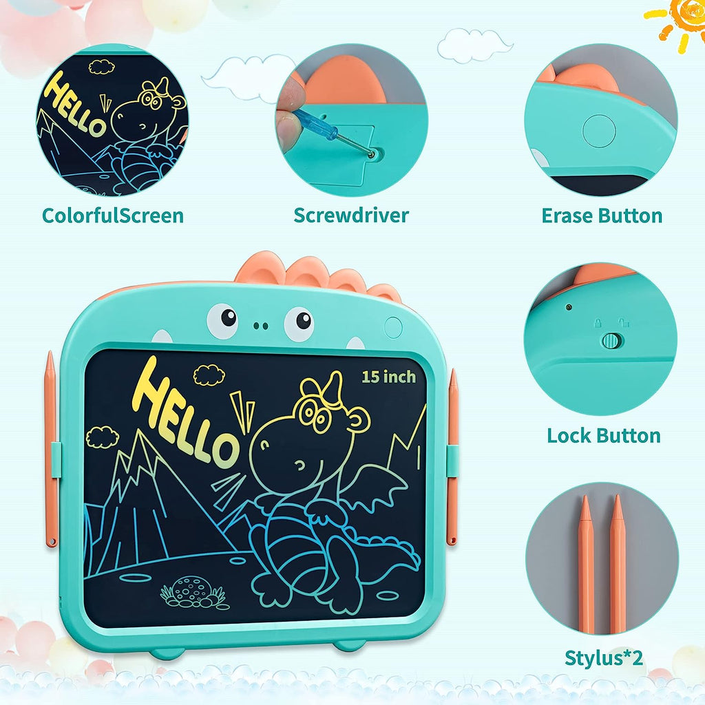 LCD Light Up 15" Drawing Tablet Dinosaur Wonder Tribe