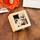 Square Wooden Music Box - Cut Out Elephant