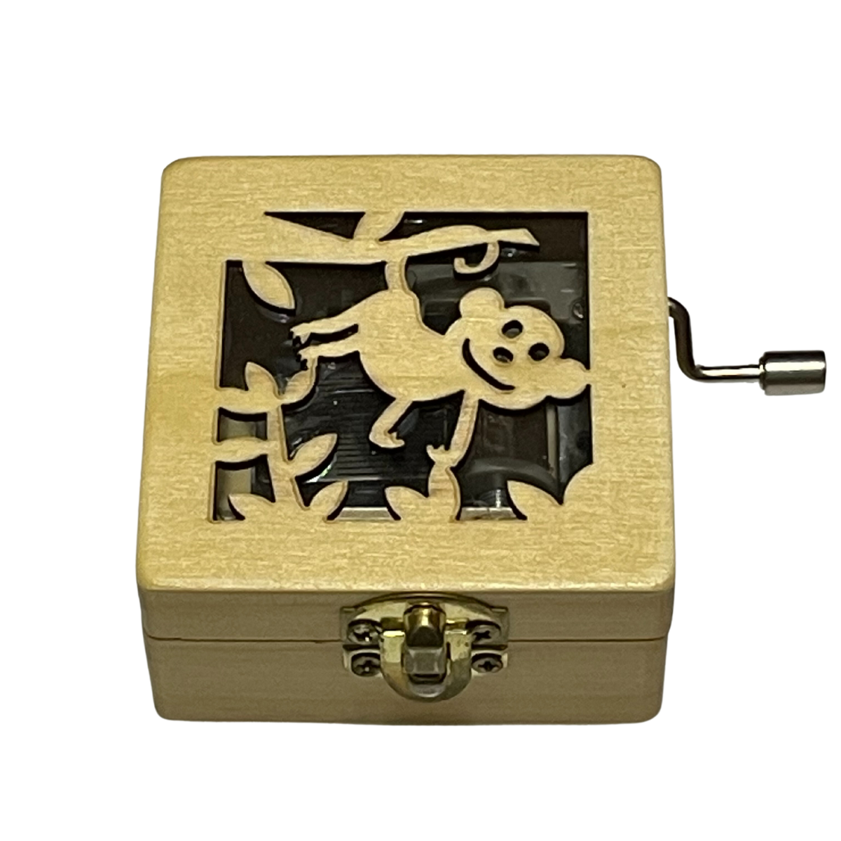 Square Wooden Music Box - Cut Out Monkey