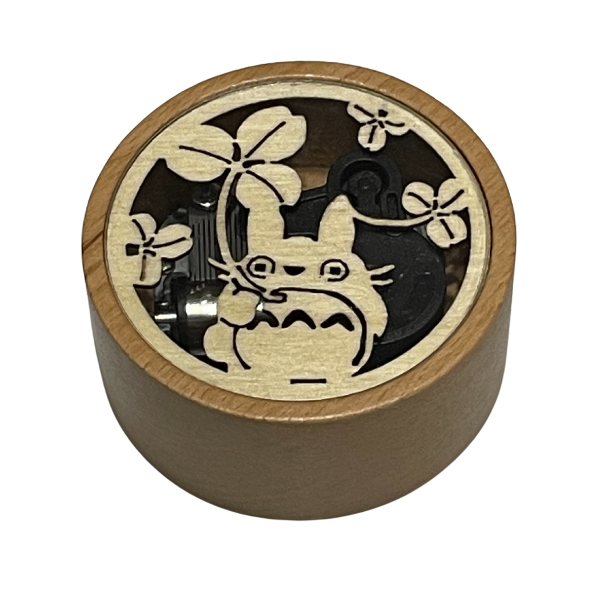 Round Wooden Music Box - Cut Out Totoro Clover
