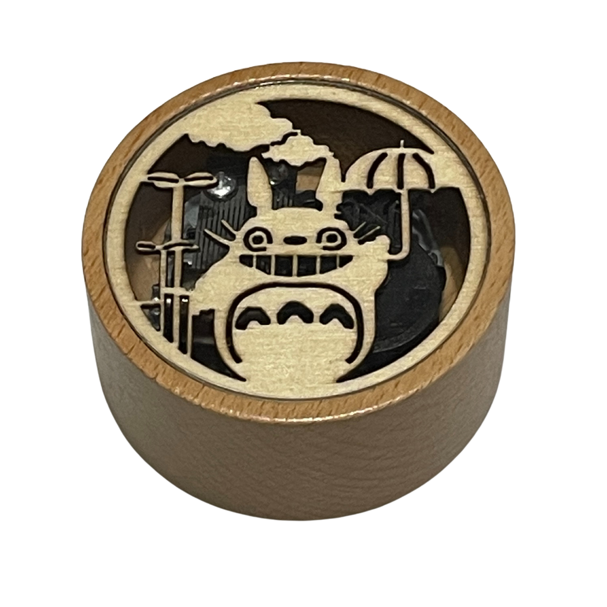 Round Wooden Music Box - Cut Out Totoro Umbrella