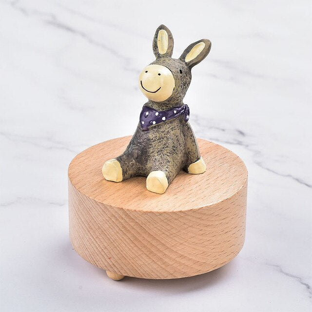 Rotating Wooden Music Box - Donkey
